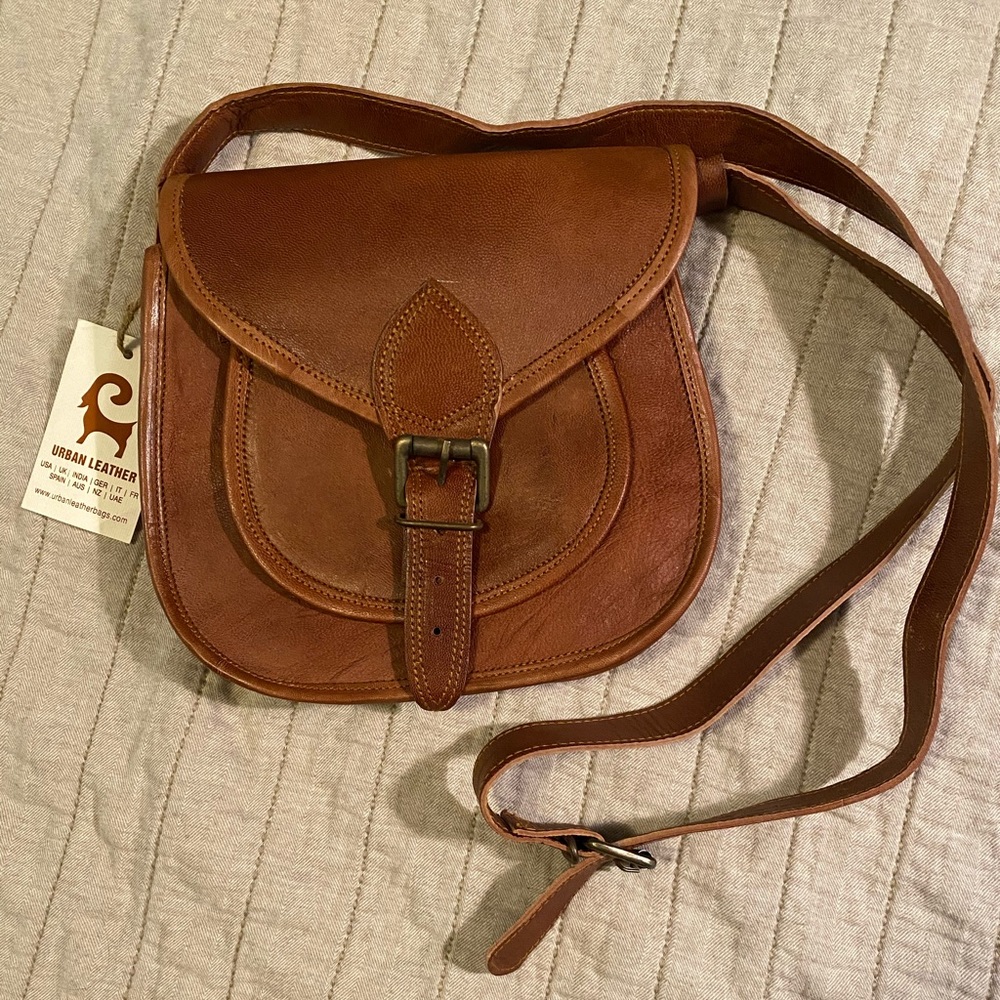 Leather Crossbody Saddle Bag